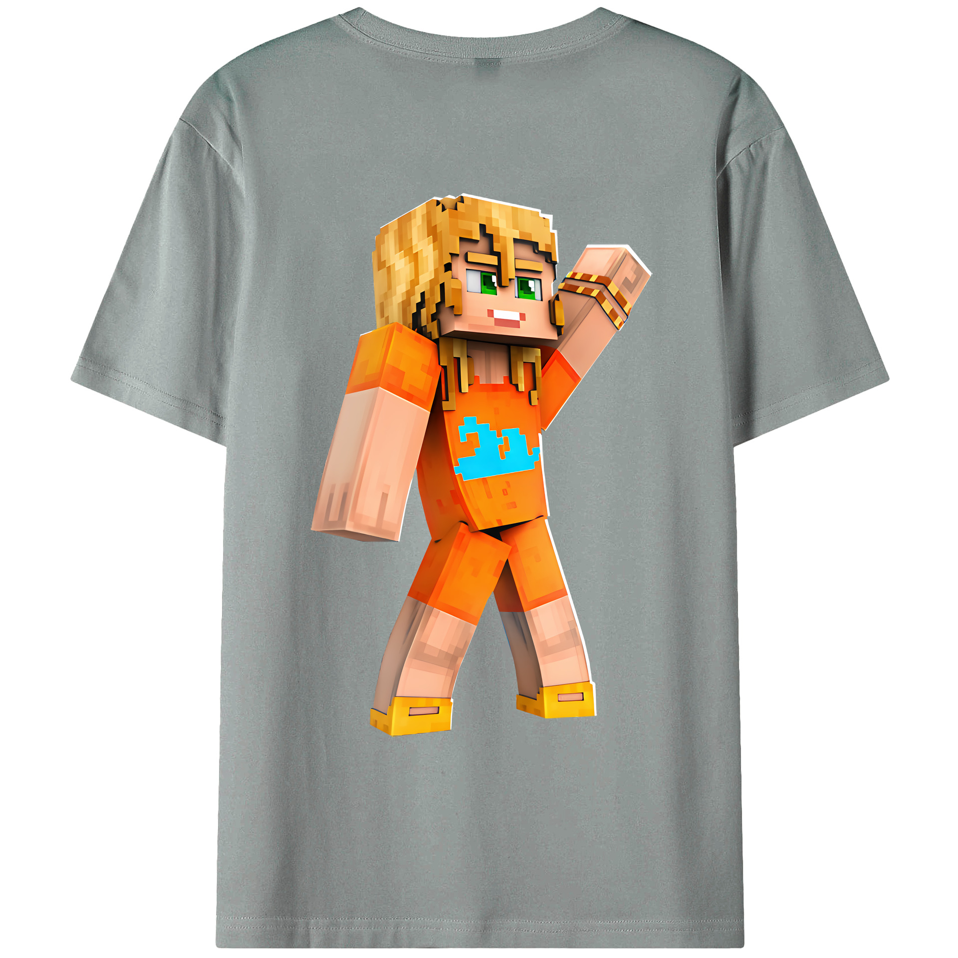 （画像用） マインクラフト ブロックの世界 Minecraft MC Block world 綿100％ メンズ半袖Tシャツ（バックプリント） 通気性
